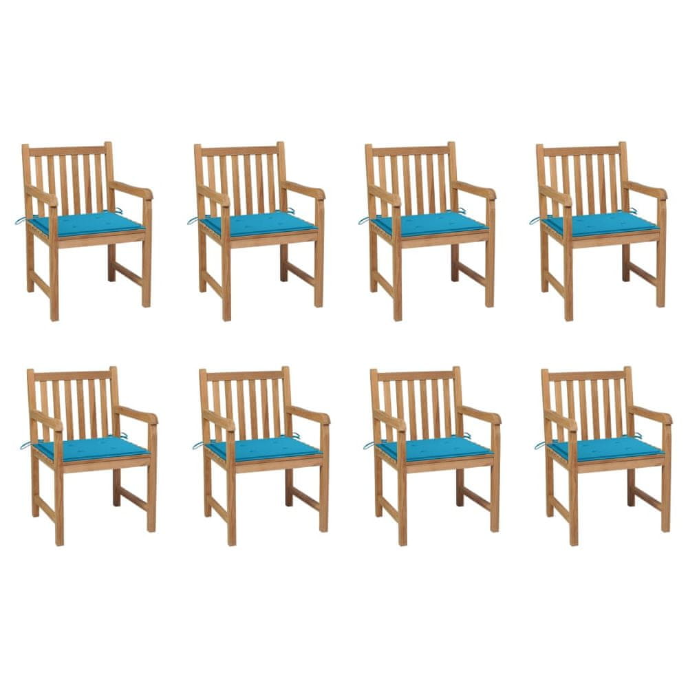 Petromila vidaXL Záhradné stoličky 8 ks s modrými podložkami tíkový masív
